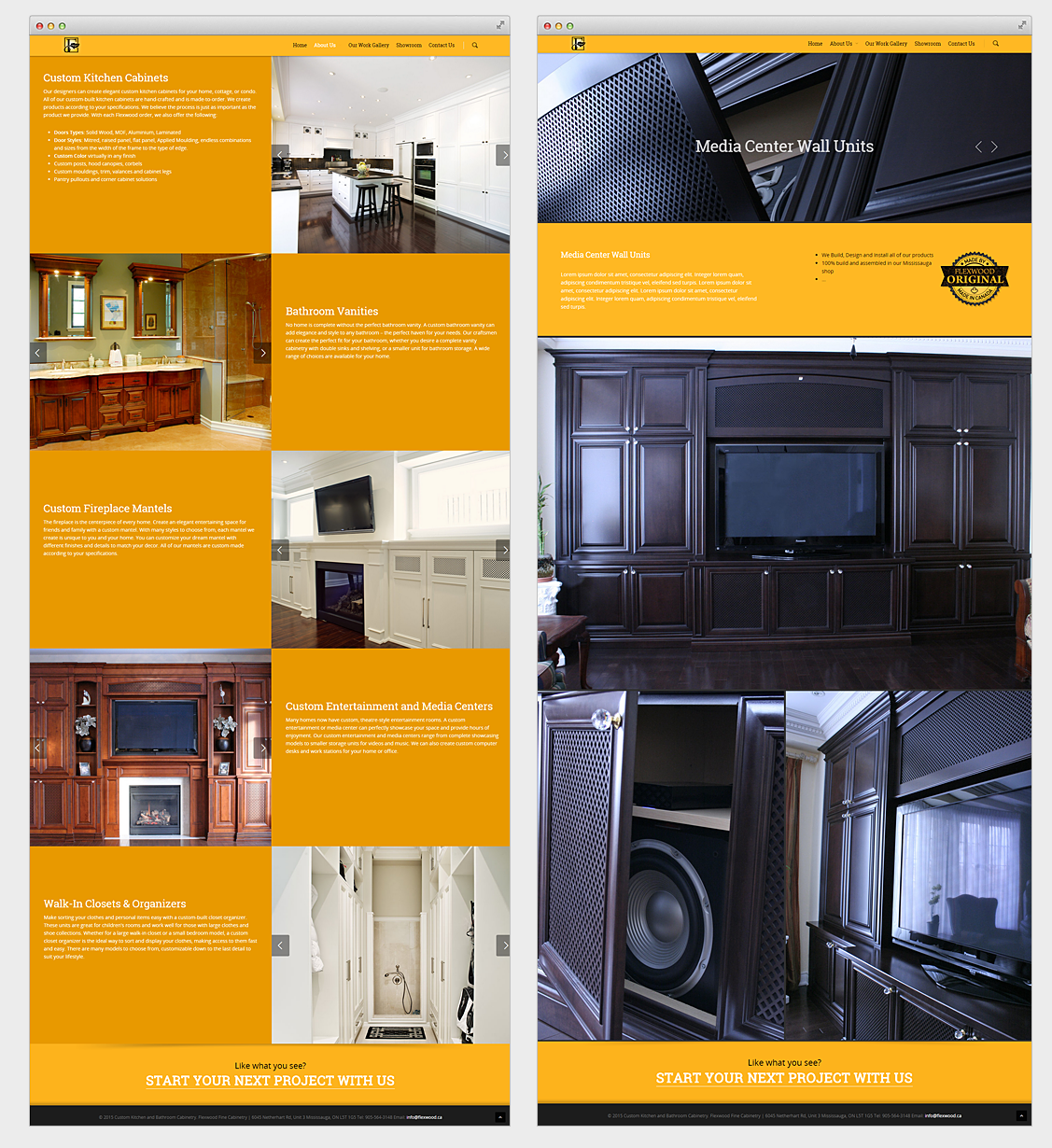 Flexwood Fine Cabinetry - Web Design Pages